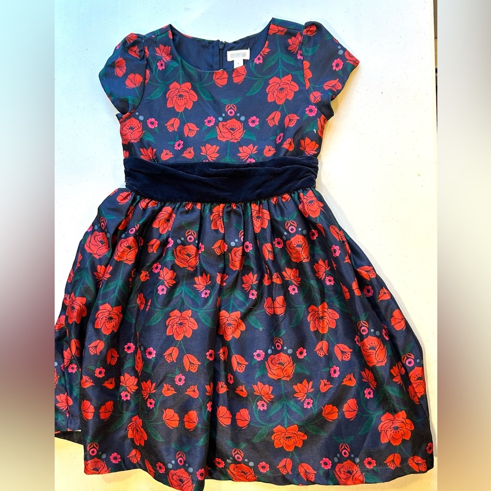 Gymboree Navy/Rose dress size 6 christmas Holiday girls Dress